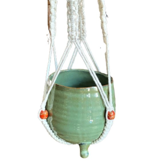 Unknown Other - 2/$30 Beaded Macrame hanging plant holder, retro boho